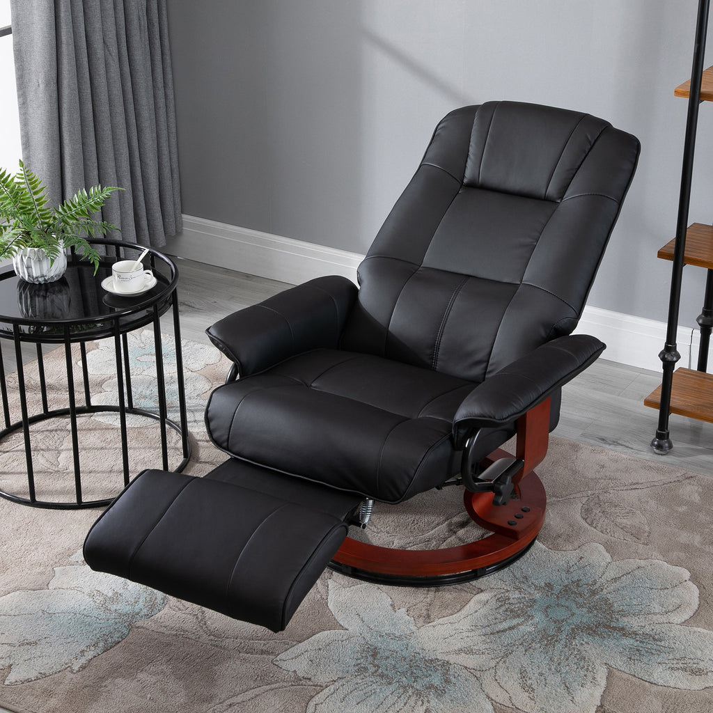 Manual Recliner Armchair PU Leather Lounge Chair w/ Adjustable Leg