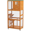 74" Wooden Outdoor Cat House Catio Outdoor Cat Enclosure, Orange