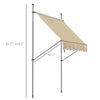 6.5' x 4' Manual Retractable Awning, Non-Screw Freestanding Patio Awning, UV Resistant, for Window or Door, Beige