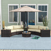 8 Piece Patio Furniture Set with 4 Rattan Sofa Chairs & 4 Tables with Storage & Umbrella Hole, Mixed Brown