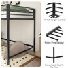 Twin Children's Loft Bunk Bed with Metal Frame and Safety Guard Rails, Anti-Noise Design, Protective Post Caps, Black