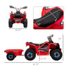 6V Children Battery Operated Car with Back Trailer, Forward Backward, Wear-Resistant Wheels for Ages 18-36 Months, Red