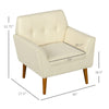 Traditional Accent Chair, Button Tufted Armchair with Wood Legs for Living Room, Bedroom, Beige