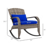 Adirondack Chair, Outdoor Wicker Rocking Chair with High Back, Seat Cushion and Pillow for Porch, Balcony, Dark Blue