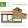 59" Small Wooden Chicken Coop, Hen House Poultry Cage for Outdoor Backyard with 2 Doors, Nesting Box & Removable Tray, Natural Wood