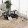 Small Animal Cage with Foldable Run Area, Rolling Bunny Cage with Water Bottle, Water Bowl & Ramps, Black