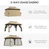 10' x 13' Patio Gazebo, Outdoor Gazebo Canopy Shelter with Netting, Vented Roof for Garden Beige