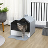 Hooded Cat Litter Box Furniture, Kitty Litter House with Particle Catching, Drawer Type Pan, Scoop, Front Entrance, Easy Cleaning, Grey