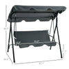 3-Seat Outdoor Patio Swing Chair with Cushion, Steel Frame Stand, Adjustable Tilt Canopy for Patio, Garden, Gray