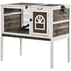 Wooden Rabbit Hutch Indoor, Guinea Pig Cage with Removable Tray, Lockable Doors and Lockable Doors, Coffee