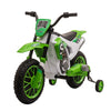 12V Kids Motorcycle Bike, Electric Battery-Powered Ride-On Toy, Off-road Street Bike with Charging Battery & Training Wheels, Green