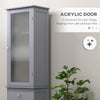 Tall Bathroom Cabinet, Narrow Storage Cabinet with Acrylic Door, Drawer and 3 Shelves, Gray