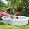 18' x 10' x 3.5' Inflatable Rectangular Above Ground Swimming Pool, Steel Frame Pool with Filter Pump, Safety for 1-8 People