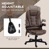 6 Point Vibrating Heated Massage Office Chair, Linen High Back Office Desk Chair, Reclining Backrest, Padded Armrests & Remote, Coffee