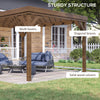 10' x 12' Outdoor Pergola, Wood Gazebo Grape Trellis with Stable Structure and Concrete Anchors, for Garden, Patio, Backyard, Deck