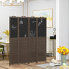 Wooden Room Divider with Blackboard, 4 Panel Folding Privacy Screen for Home Office, 5.5', Walnut Brown