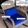 Adirondack Chair, Outdoor Wicker Rocking Chair with High Back, Seat Cushion and Pillow for Porch, Balcony, Dark Blue