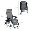 2 Pcs Outdoor Rocking Chairs Foldable Zero Gravity Recliner Lounge Chair w/ Pillow Cup & Phone Holder, Gray