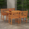 Outdoor Patio Dining Set, 4 Seater Wood Dining Table and Chairs for Backyard, Conservatory, Garden, Poolside, Deck, Teak