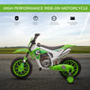 12V Kids Motorcycle Bike, Electric Battery-Powered Ride-On Toy, Off-road Street Bike with Charging Battery & Training Wheels, Green