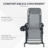 2 Pcs Outdoor Rocking Chairs Foldable Zero Gravity Recliner Lounge Chair w/ Pillow Cup & Phone Holder, Gray