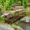 7' Metal Arch Garden Bridge Arc Footbridge with Side Railings Decorative Scrollwork, Bronze