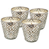 Scented Soy Wax Candles, Set of 4 with Geometric Glass Holders, 42-Hour Burn Time, Silver