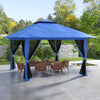 13' x 13' Pop Up Gazebo Instant Canopy Tent Shelter with 2-Tier Roof, Carry Bag, Wight Bags for Outdoor, Garden, Blue