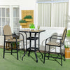 Aluminum Frame 3 Piece Bar Set, High Top Patio Table and Chairs Set, Bistro Set with Umbrella Hole