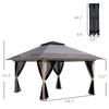 13' x 13' Pop Up Gazebo Instant Canopy Tent Shelter with 2-Tier Roof, Carry Bag, Wight Bags for Outdoor, Garden, Gray