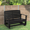 Patio Glider Bench w/ HDPE Slatted Double Rocking Chair, Black