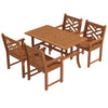 Outdoor Patio Dining Set, 4 Seater Wood Dining Table and Chairs for Backyard, Conservatory, Garden, Poolside, Deck, Teak