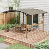 12' x 10' Outdoor Pergola with Bar Counter, Sun Shade Canopy, Aluminum and Steel Frame for Backyard