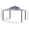 10' x 12' Double Roof Patio Gazebo Canopy, Outdoor Gazebo Shelter with Netting & Curtains, for Garden, Lawn and Deck