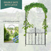 7.5ft Metal Garden Arbor with Double Gate, Arch Trellis for Climbing Plants, Roses, Vines, Black