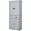 72" Kitchen Pantry, Tall Storage Cabinet, Freestanding Cupboard with Drawer, Doors and Adjustable Shelves, Gray