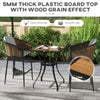 28" Outdoor Bar Table, Patio Furniture with Metal Frame Square Garden Table with Plastic Board with Wood Grain Effect, Brown