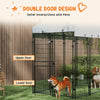 7.8' x 6' Outside Dog Kennel with Waterproof Canopy, Two Parts Design Door for Large Door, Silver