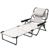 Folding Lounge Chair w/ Reclining Back, Cream White