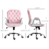 Velvet Home Office Chair, Button Tufted Desk Chair with Padded Armrests, Adjustable Height and Swivel Wheels, Pink