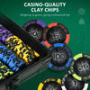 500PCs 14 Gram Clay Poker Chips Set Casino Poker Chips with Aluminum Case, Playing Cards, Dealer Button, 5 Dices