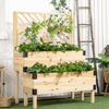 2 Tier Raised Garden Bed with Trellis, Wooden Elevated Planter Box with Legs and Metal Corners, for Vegetables, Flowers, Herbs, Natural