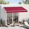 12' x 8' Patio Awning, Canopy Retractable Sun Shade Shelter w/ Manual Crank Handle for Deck, Yard, Red