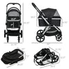 2 in 1 Pet Stroller with Storage Basket, Removable Carriage, Cushion, Safety Leashes for Small Dogs and Cats, Black