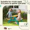 Kids Outdoor Table Set Wooden Toddler Picnic Table & Benches for 4 Kids 3-8 Years Old, Easy Installation, Natural Wood