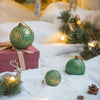 Glass Christmas Ball Set, Set of 12 for Holiday Tree Ornaments, Green