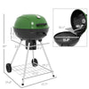 21" Kettle Charcoal BBQ Grill Barbecue Smoker with 360 sq.in. Cooking Area, Wheels, Ash Catcher, Green