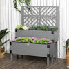 2 Tier Raised Garden Bed with Trellis, Wooden Elevated Planter Box with Legs and Metal Corners, for Vegetables, Flowers, Herbs, Gray