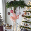 Pink Christmas Hanging Balls, Set of 6 Glass Ornaments for Holiday Tree Decor