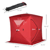 4 Person Ice Fishing Shelter, Waterproof Oxford Fabric Portable Pop-up Ice Tent with 2 Doors for Outdoor Fishing, Red